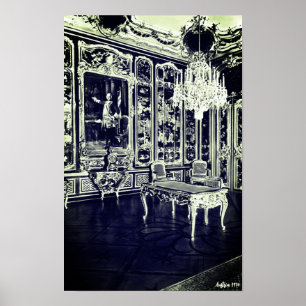 Poster Vintage palais de Schonbrunn Vienne salle Vieux La