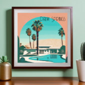 Poster Vintage Palm Springs Aquarelle Palmiers