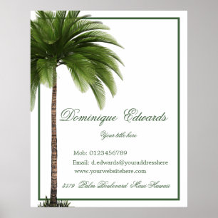 Poster Vintage Palm Tree Tropical Elégant