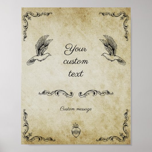 Poster Vintage panneau mariage romantique (Devant)