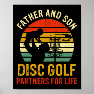 Poster Vintage Papa Et Son Disque Golf Partenaires Pour L