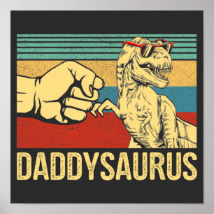 Poster Vintage papa Saurus Trex Dinosaur papa Fête des pè