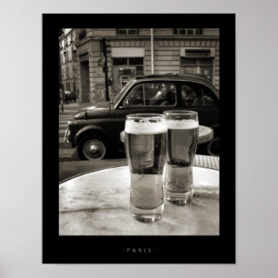 Poster Vintage Paris Bistro Black and White Photography