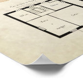 Poster Vintage Paris France Architecture Drawing no. 3 (Coin)