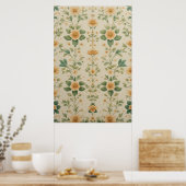 Poster Vintage Pastel Jaune Motif Floral (Cuisine)