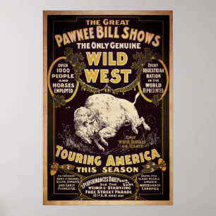 Poster Vintage Pawnee Bill Wild West Show