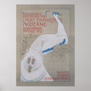 Poster vintage Peacock blanc