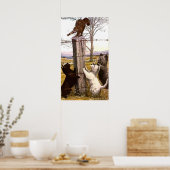 Poster vintage Peint Terriers et Bobcat (Cuisine)