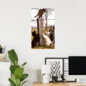 Poster vintage Peint Terriers et Bobcat (Bureau à domicile)