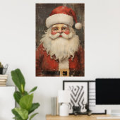 Poster vintage Père Noël en détresse (Bureau à domicile)