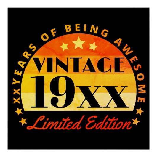 Poster Vintage personnalisé Edition limitée Anniversaire (Devant)