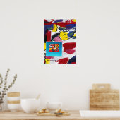 Poster vintage Peter Max style Paix et Amour (Cuisine)