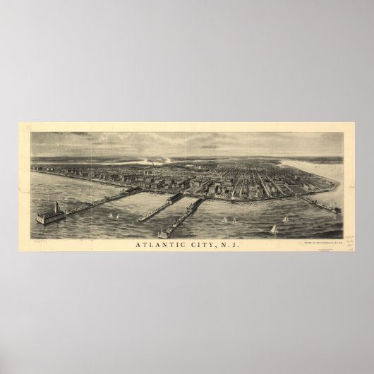 Poster Vintage Pictorial Map of Atlantic City (Devant)