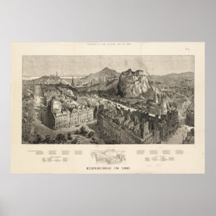 Poster Vintage Pictorial Map of Edinburgh Scotland