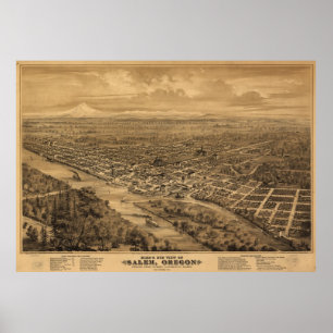 Poster Vintage Pictorial Map of Salem