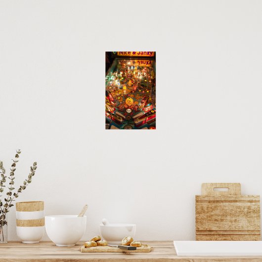 Poster vintage Pinball Machine Blueprint (Cuisine)