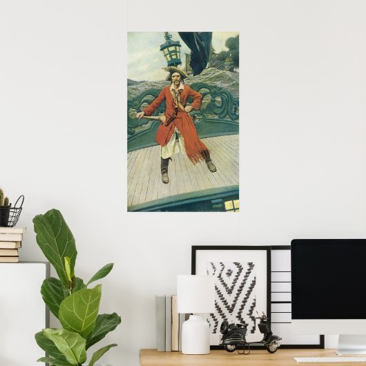 Poster Vintage Pirates, capitaine Keitt par Howard Pyle (Bureau à domicile)