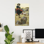 Poster Vintage Pirates, William Kidd Burning Treasure (Bureau à domicile)