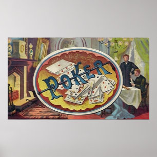Poster Vintage Poker Mens Fumeur Salle de jeu