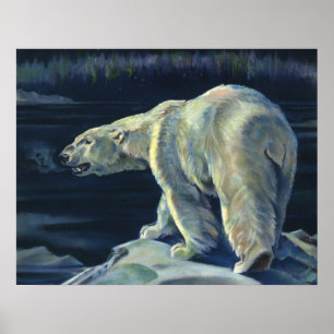 Poster Vintage Polar Bear, Arctic Marine Life Animals