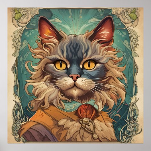 Poster Vintage Pop Art Louis Wain style rétro (Devant)