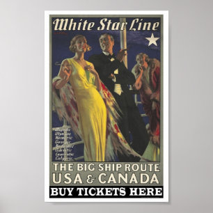 Poster vintage pour la ligne blanche d'étoile
