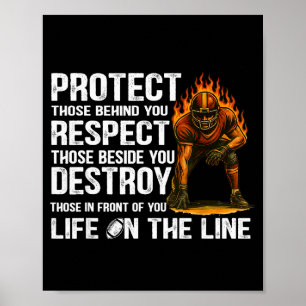 Poster Vintage Protéger Respect Détruire Offensif Lineman