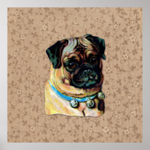 Poster Vintage Pug Dog Print
