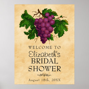 Poster Vintage Raisins Mariage Shower de Fiançailles de B