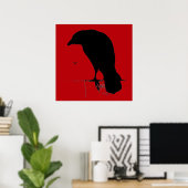 Poster Vintage Raven on Blood Red Template (Bureau à domicile)