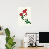 Poster Vintage Red Roses Botanique Imprimer (Bureau à domicile)