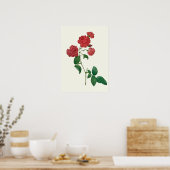 Poster Vintage Red Roses Botanique Imprimer (Cuisine)