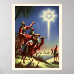 Poster Vintage Religion, Sages avec l'étoile de Bethléem