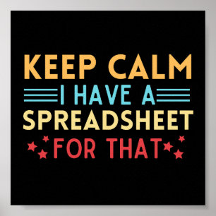 Poster Vintage Restez calme J'ai une feuille de calcul po