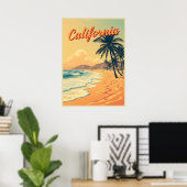 Poster Vintage Retro California Beach Travel (Bureau à domicile)