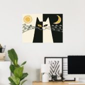 Poster vintage rétro chat et souris (Bureau à domicile)