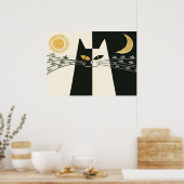 Poster vintage rétro chat et souris (Cuisine)