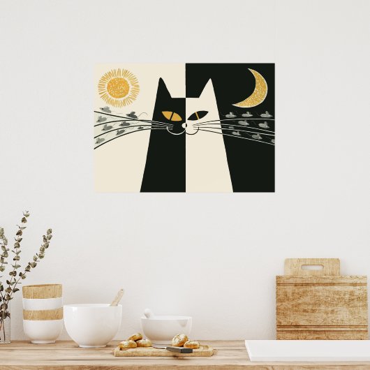 Poster vintage rétro chat et souris (Cuisine)