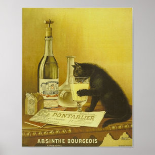Poster Vintage Retro French Absinthe Bourgeois Black Cat