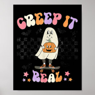 Poster Vintage Retro Halloween Creep it real Ghost Boy Fa