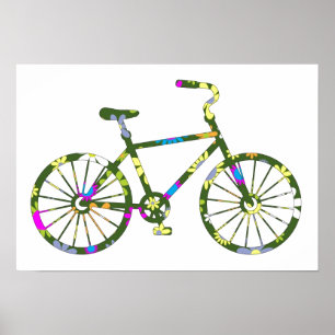 Poster Vintage Retro Hipster Floral Bicycle