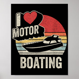 Poster Vintage Rétro J'adore Le Motonautisme Drôle De Bat