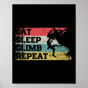 Poster Vintage Rétro Manger Dormir Grimper Répéter Drôle