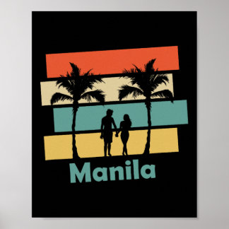 Poster Vintage Retro Manila Philippines Vacation 