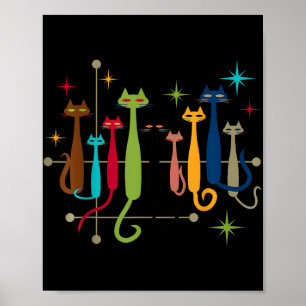 Poster Vintage Retro Mid-Century Moderne Look Chats les a