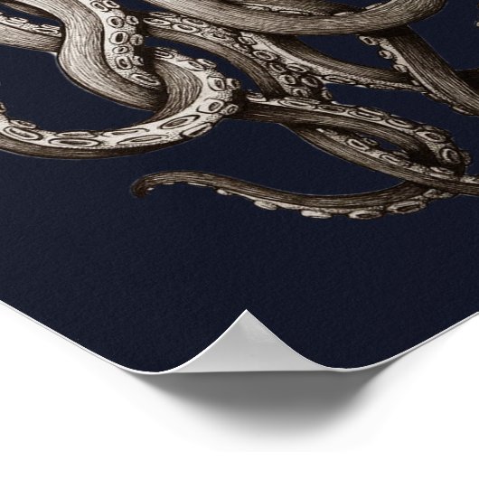 Poster Vintage Retro Plongée Octopus Graphisme (Coin)