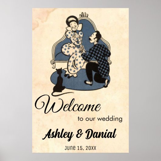 Poster Vintage Retro Romantique Proposition Vieux Mariage (Devant)