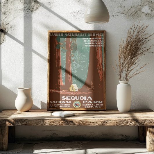 Poster Vintage Retro Sequoia National Park Travel