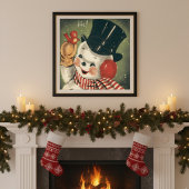 Poster Vintage Retro Snowman Holiday