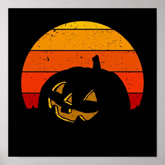 Poster Vintage Retro Sunset Halloween Citrouille (Devant)